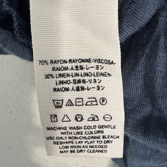 Free People Size Medium Rayon Linen Bittersweet Cold Shoulder Short Sleeve Blue - Picture 6 of 7